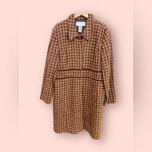 Sag Harbor Multicolor Tweed Long Sleeve Dress Coat